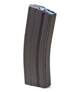 Black rifle magazine with blue follower