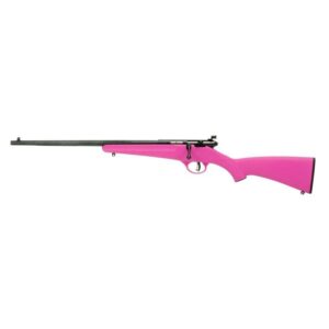 Pink rifle with long barrel and black accents.