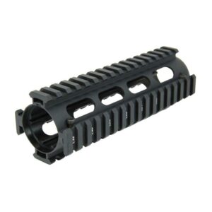 Black handguard rail for firearm attachments.