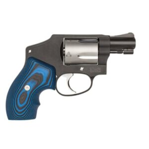 Black and blue revolver handgun side view
