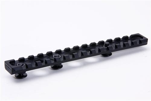 Black Picatinny rail for mounting accessories
