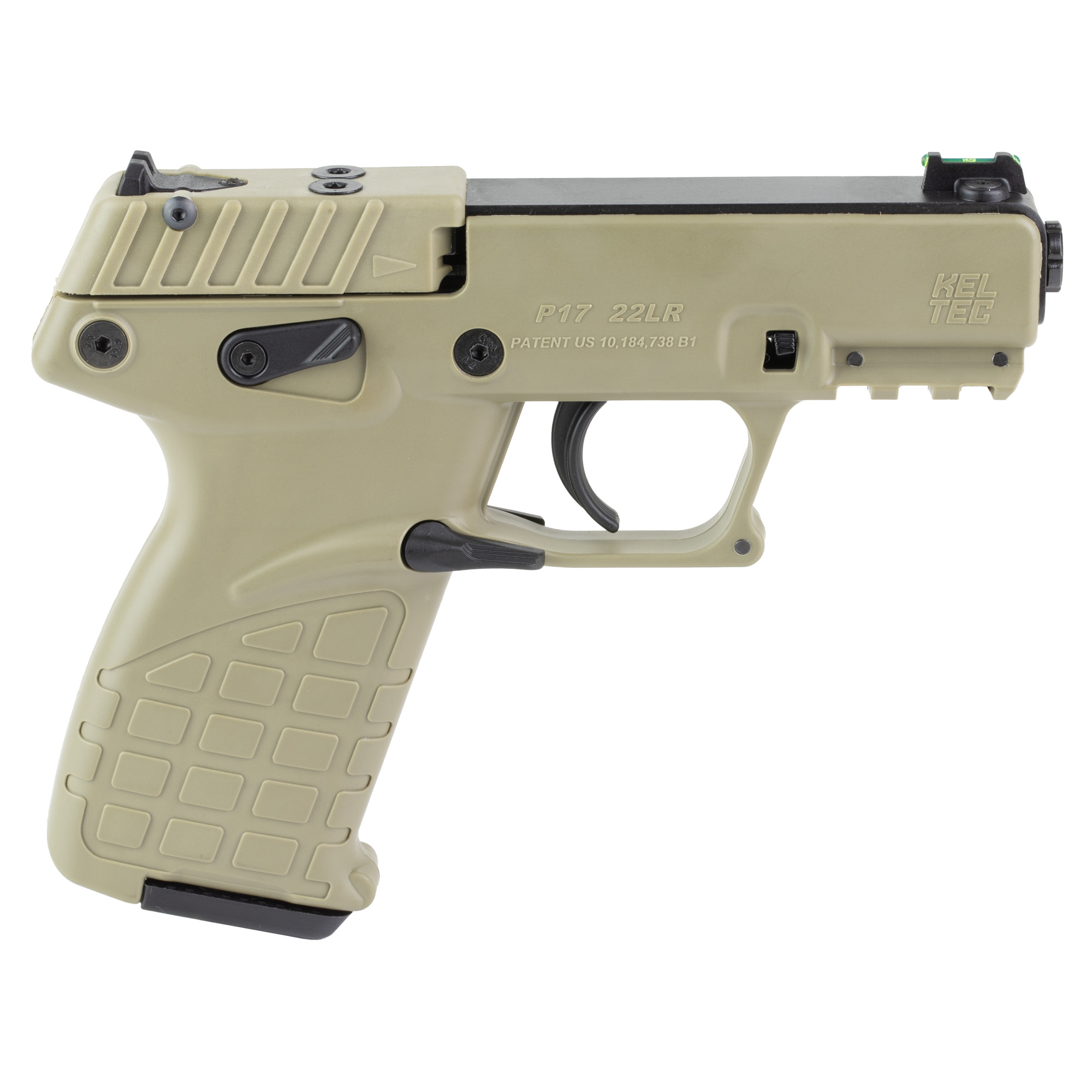 Beige handgun with textured grip and black fittings.