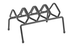 Black metal roasting rack with five slots