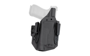 Black gun holster with firearm inserted