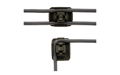 Cable management clips holding wires in place