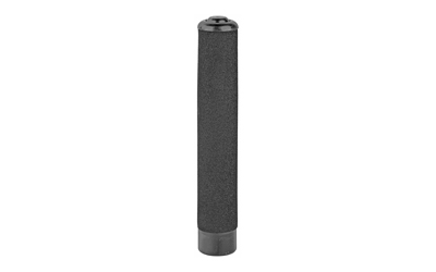 Black cylindrical water filter cartridge on white background.