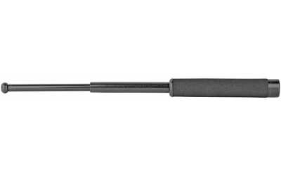 Black telescopic baton on white background