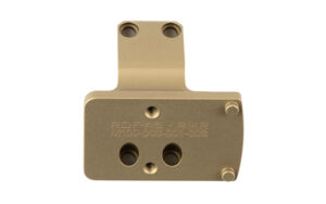 Tactical firearm mounting bracket, tan color, top view.