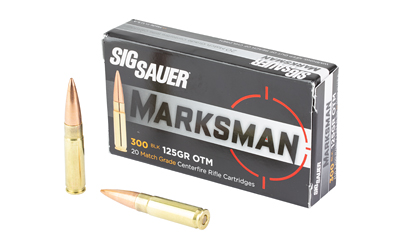Sig Sauer 300 BLK rifle ammunition box and bullets.