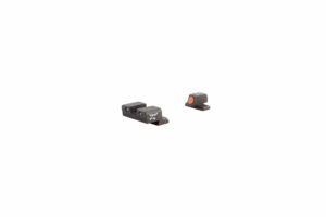 Trijicon handgun night sights on white background.