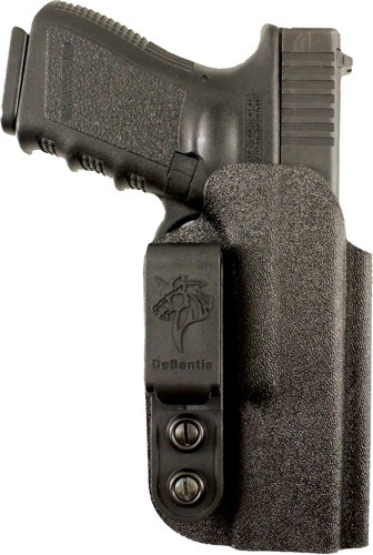 Black handgun in a DeSantis holster