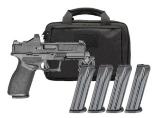 Handgun with magazines and carrying case.
