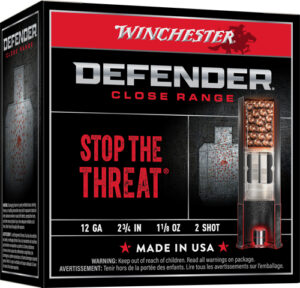 Winchester Defender ammunition box, stop the threat slogan.