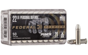 Box of Federal .22 LR personal defense cartridges