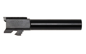 Black firearm barrel on white background