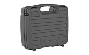 Black hard-shell carrying case with handle