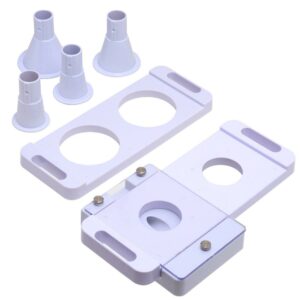 White adjustable furniture risers and supports.