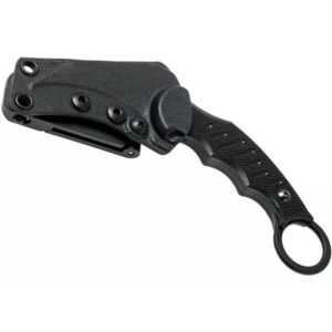 Black karambit knife with sheath