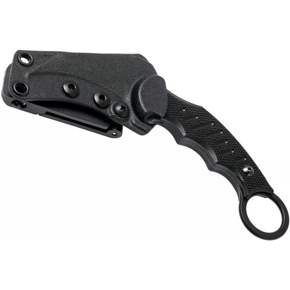 Black karambit knife with sheath