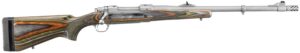 Rifle with wooden stock and silver barrel