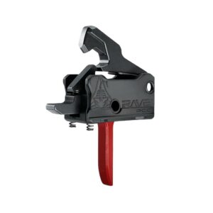Black and red Rave PCC firearm trigger assembly