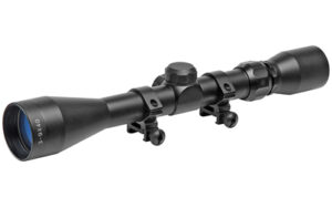 Black rifle scope with mounting brackets