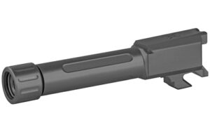 Pistol barrel with threaded muzzle attachment.