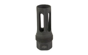 Black cylindrical flash hider for firearms