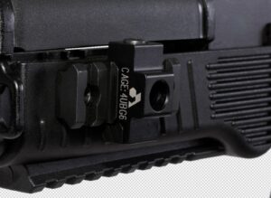 Close-up of a gun's accessory rail system