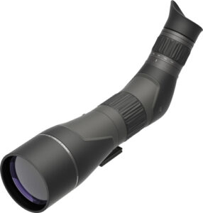 Black spotting scope with angled eyepiece