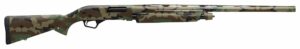 Camouflage-patterned hunting shotgun side view