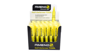 Amend2 self-defense tool display box with yellow items.