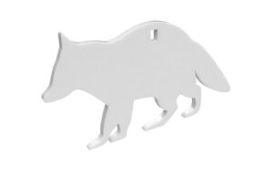 White silhouette of a fox figure