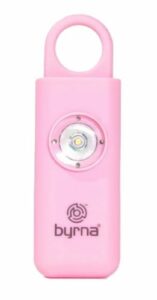 Pink personal safety alarm with LED light