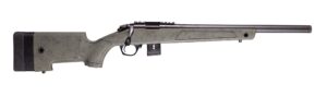 Long-range precision rifle with green stock.