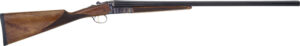 Double-barreled shotgun with wooden stock.