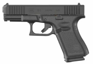 Black Glock 19 handgun side view