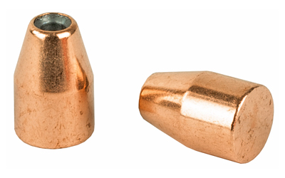 Copper bullet jackets on white background