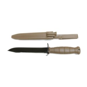 Tactical knife with sheath, serrated blade