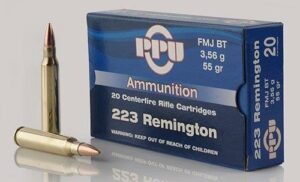 Box of 223 Remington ammunition and bullets.