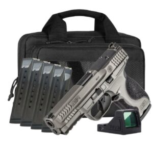 Pistol with magazines and carrying case