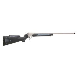 Single-barrel hunting rifle with black and silver design.