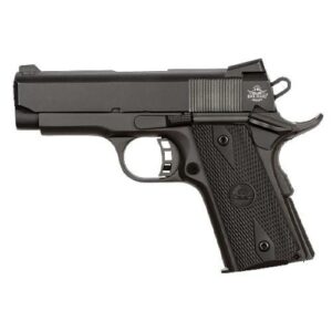 Black semi-automatic pistol with textured grip