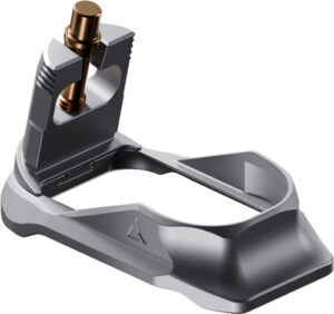 Metal foot support with adjustable brass fitting.