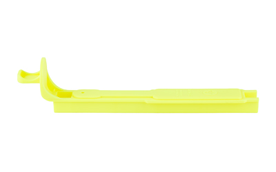 Yellow plastic tire lever for bike maintenance.