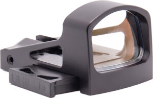 Black tactical reflex sight optic for firearms