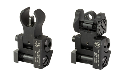 Black iron sights for firearms, two-view display.