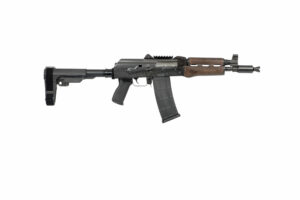 AK-style rifle with a folding stock.