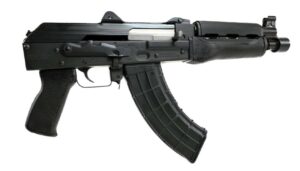 Black semi-automatic rifle, detailed side view