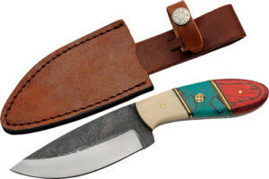 Colorful hunting knife and leather sheath
